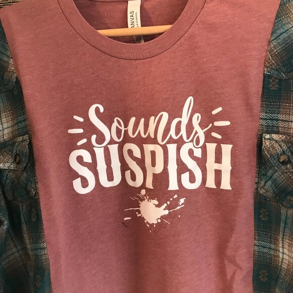 Reworked Flannel Tee, Size S-M: Upcycled Oversized Graphic T-Shirt Remake - Picture 6 of 9